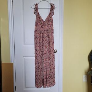 Room 34 dress sleeveless pink floral summer medium ruffled straps new with tags